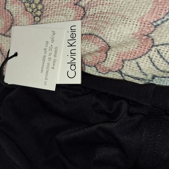 Calvin Klein One piece women's bathing suit high cut leg size 10 black NWT - Picture 3 of 7